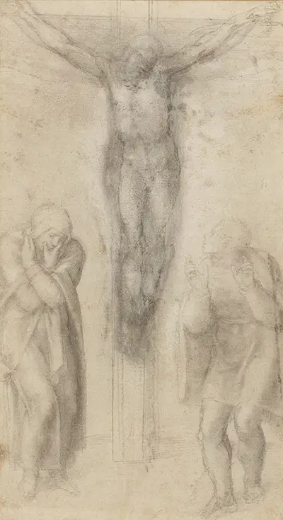Christ en croix entre la Vierge et saint Jean de Michel-Ange